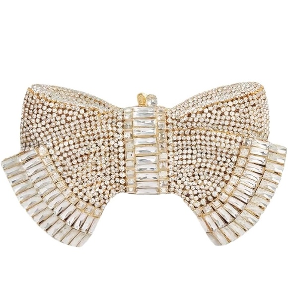 NWT- STUNNING Crystal 3D Bow Evening Clutch/Wristlet